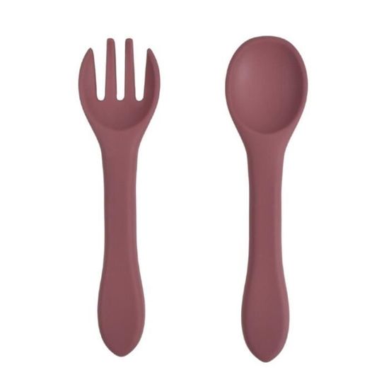 Lot De 12 Ustensiles En Silicone Pour Bébé - Cuillères, Fourchettes - Sans BPA - Rose - Pour Début De Diversification