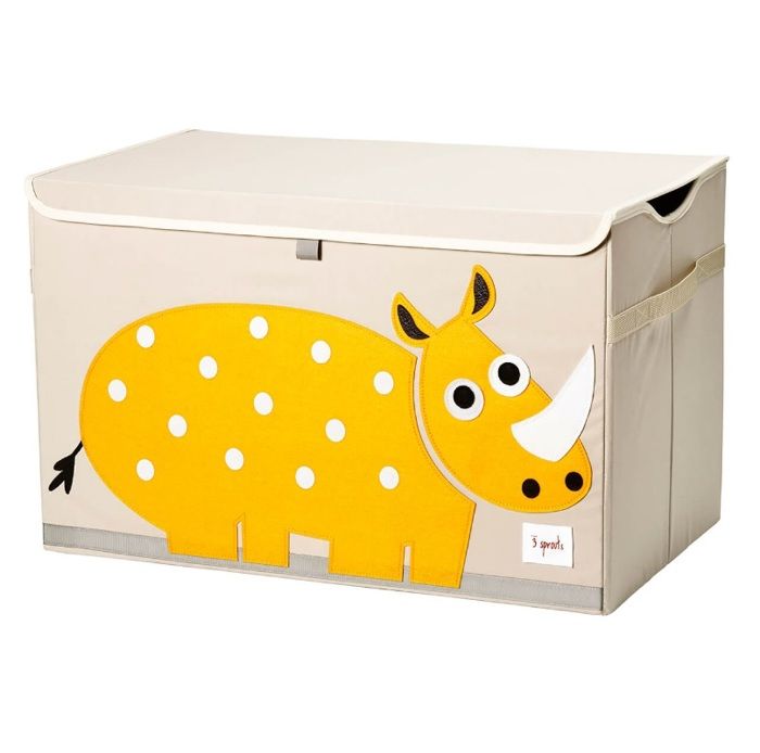 Coffre à jouets Rhino - 3 Sprouts - Tissu - Beige et jaune - Mixte - A partir de 3 ans