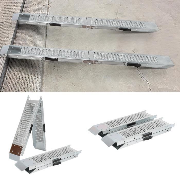 2x rampe de chargement pliable acier galvanisé moto ATV quad rail collision 400kg Rampe de chargement pliable en acier - 160 cm