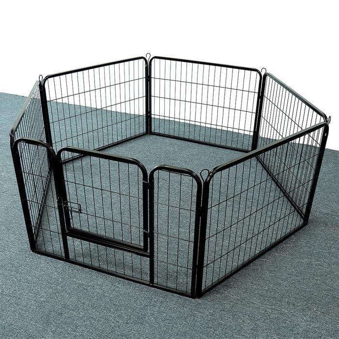 Parc à Chiots, Chiens Clôture en Métal Forme Ajustable 6 Panneaux, 60 x 80 cm