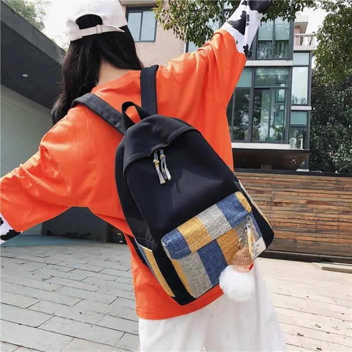 Femmes simple sac fourre-tout étudiant de grande capacité Sac à dos Casual FYH90228016B_769