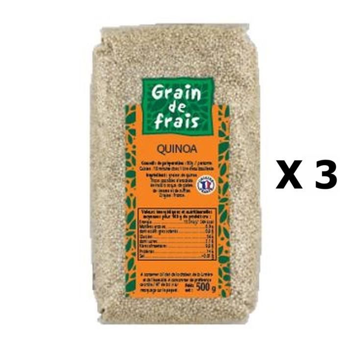 Lot 3x Quinoa - France - Grain de Frais - paquet 500g