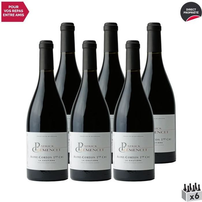 Aloxe-Corton 1er Cru La Coutière Rouge 2017 - Lot de 6x75cl - Patrick Clémencet - Vin AOC Rouge de Bourgogne - Cépage Pinot Noir