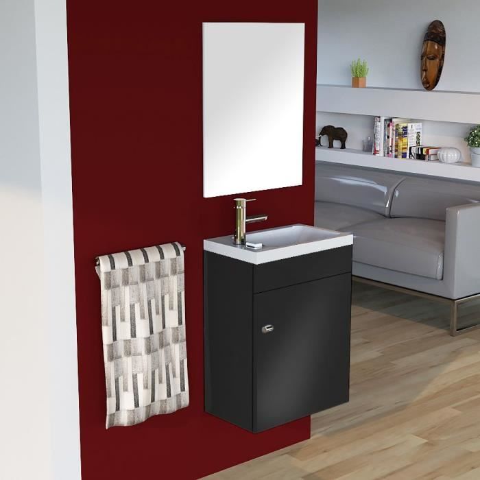Meuble lave-mains LILA 44x26 cm avec vasque et miroir - gris