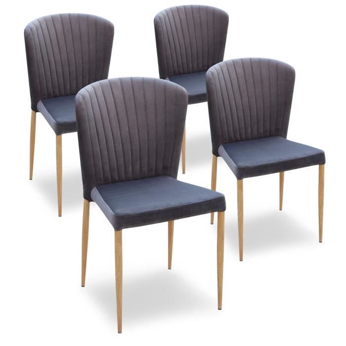 Lot de 4 chaises en velours gris tendance et design