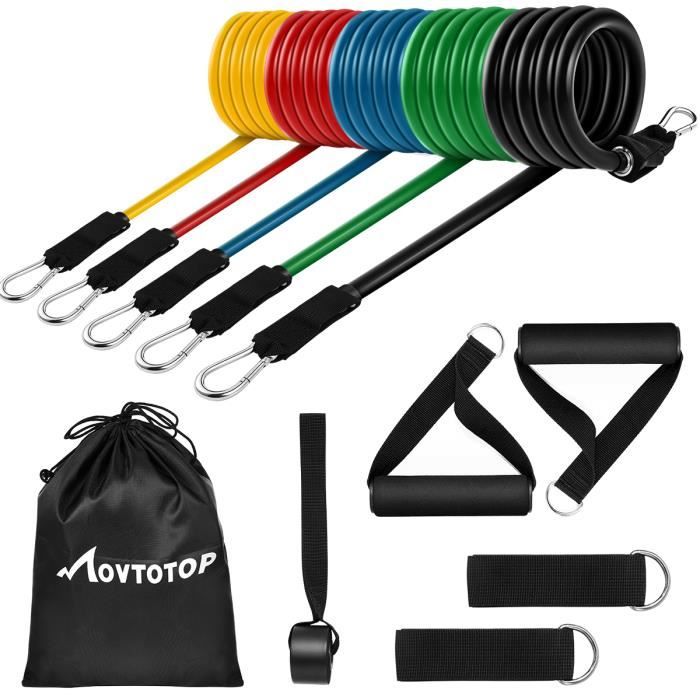 MOVTOTOP 11 pièces bandes de résistance ensemble Kit de formation de Muscles bandes de Fitness d'entraînement avec ancrage de porte