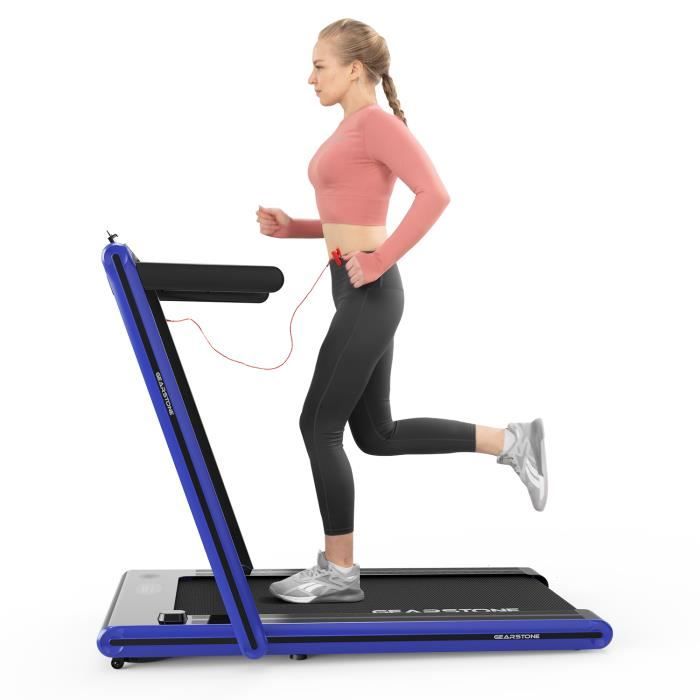 GEARSTONE Tapis de Course Pliant 2 en 1, 1-15km/h, 2 Modes Sportifs, Contrôle Écran Tactile/Télécommande, Bluetooth Intégré