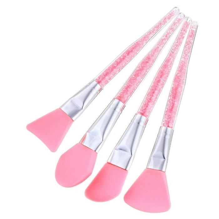 Pinceau 4pcs silicone masque brosse poignée strass brosse cosmétique ensemble d'outils de maquillage pour le visage