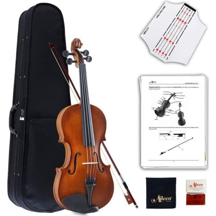 Instruments à cordes Aileen Violon 4-4 Taille pour Débutant Vintage Outfit Fait à la Main avec Étui Rigide, Arc, Colopha 67831