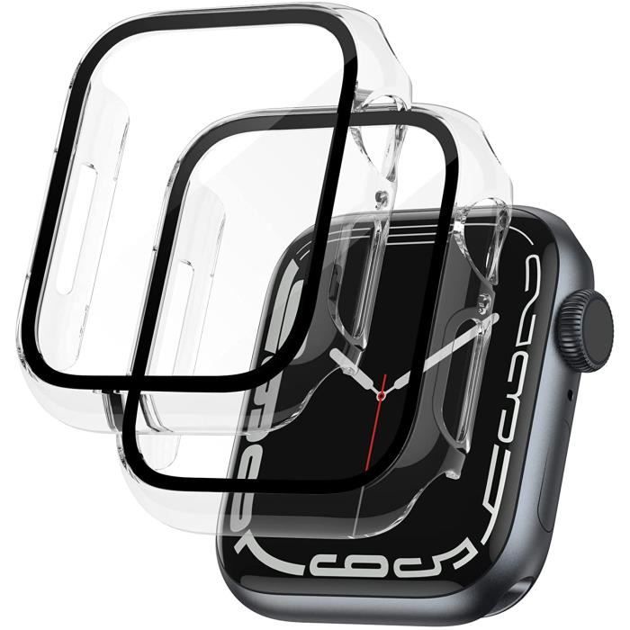 2PCS Coque compatible Apple Watch Series 7 41mm Blackview Protection Écran Coque PC Ultra Mince Verre Trempé Écran transparent