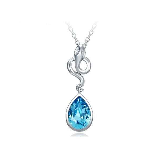 Pendentif Serpent Cristal Swarovski Elements Bleu