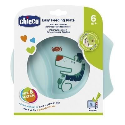 Chicco Assiette Creuse Décorée avec Rebord Bleu +6m 1 unité