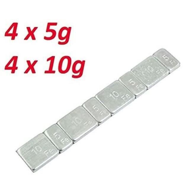 Masse EQUILIBRAGE DE Roue Universel 4 x 5 grammes + 4 x 10 grammes ADHESIF Moto Voiture MOBYLETTE Scooter Quad Auto Jante Plomb Auto