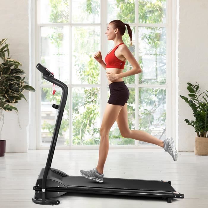 DREAMADE Tapis de Course Pliable, Tapis Roulant Electrique Motorisé 10km/h avec Ecran LED & 12 Programmes & Protection de Sécurité