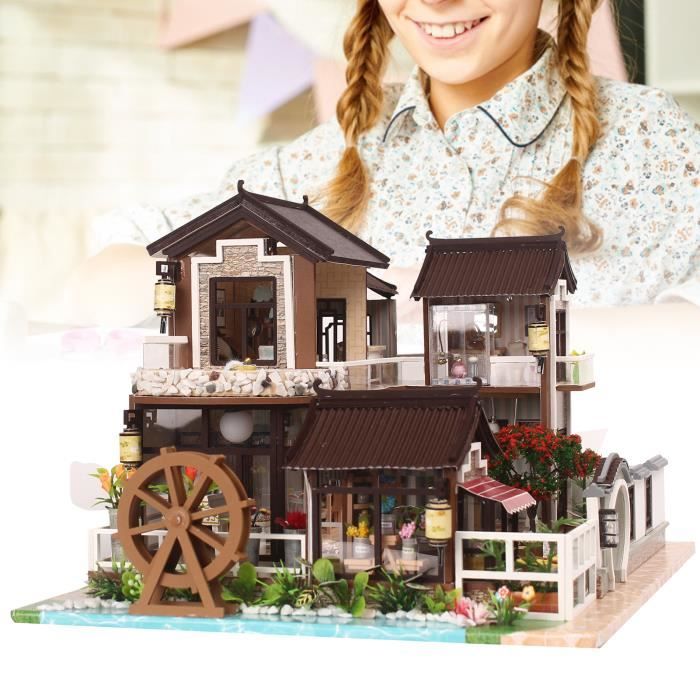 Fafeicy Modèle de mini maison Kit de Meubles en Bois Bricolage Modèle d'Assemblage de Cour Chinoise Rétro