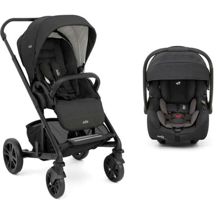 JOIE Chrome 2en1 - Pousette compacte pliable avec siège auto I-GEMM2 - Jusqu'à 15Kg - Noir Shale