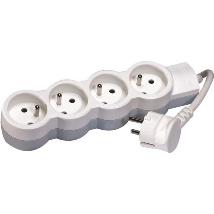 LEGRAND Rallonge multiprise standard 4x2 P+T cordon 1,5 m blanc et gris