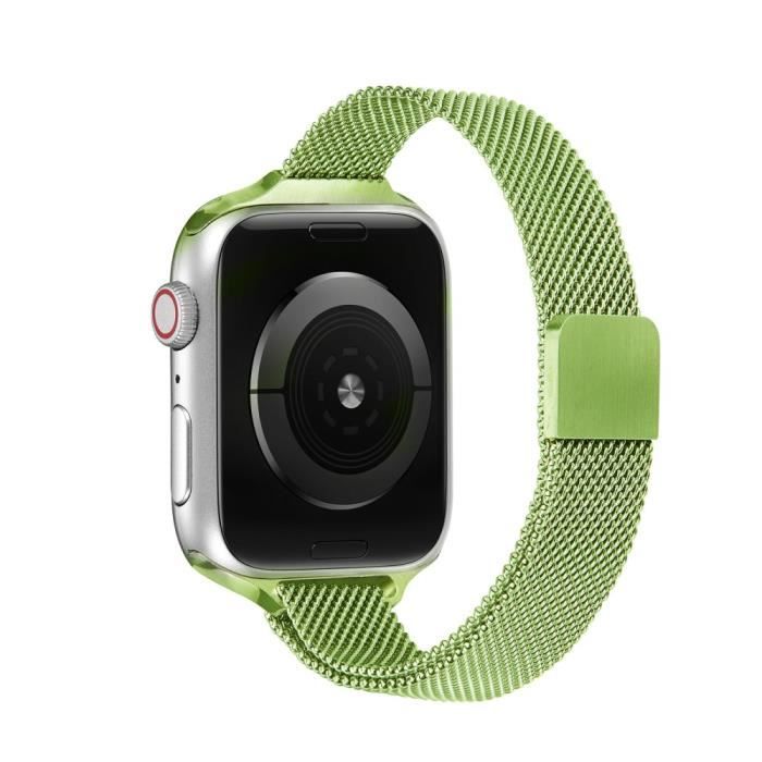 Bande De Montre De Métal Magnétique Poignet Réglable Pour Apple Watch Series 4-5-6-SE 44mm - Watch Series 1-2-3 42mm- Menthe Verte