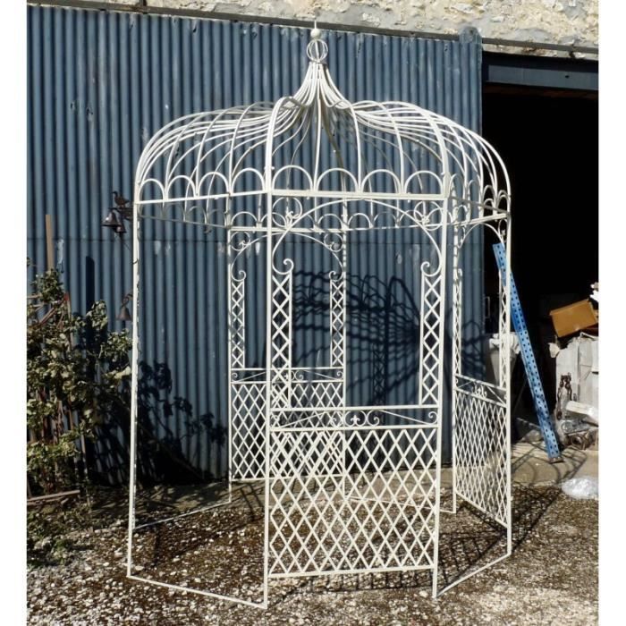 Tonnelle Pergola Gloriette Abris de Jardin Kiosque Rond en Fer Blanc 196x196x314cm