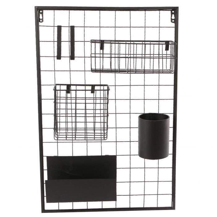 Etagère Design et Contemporaine Murale Rangement Rectangulaire Tendance Industriel et Modulable en Métal noir 10x40x60cm Noir