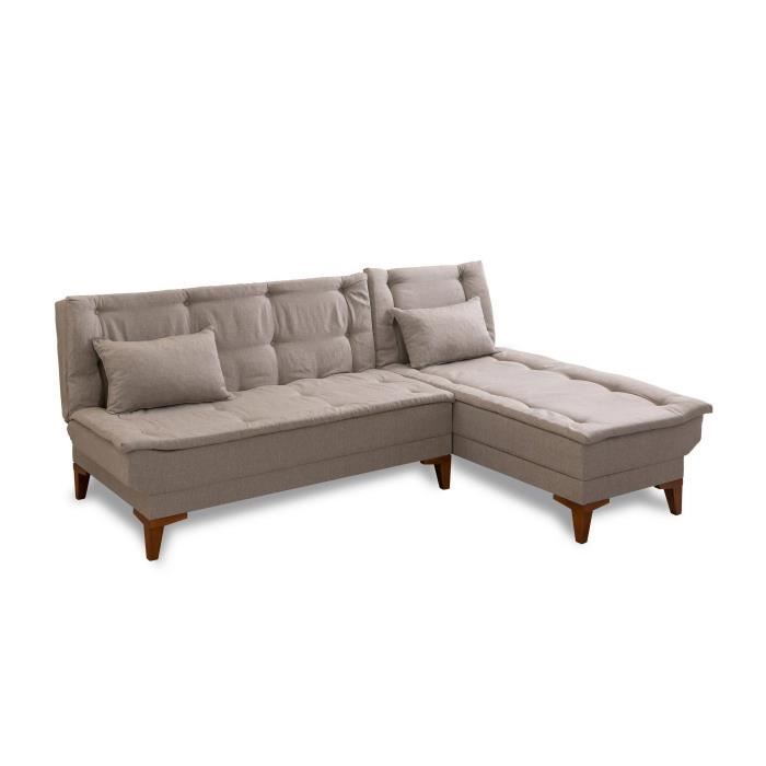 Canapé d'angle Blanc Tissu Confort