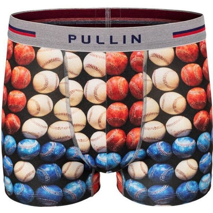 PULL IN Boxer Homme Microfibre USABALLS Bleu Blanc Rouge