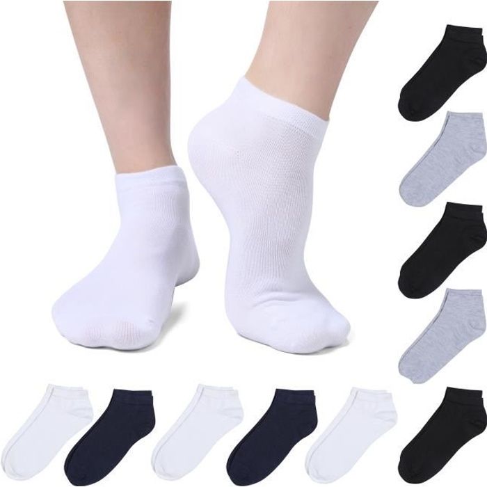 ABI - Chaussettes Courtes Socquettes Couleurs Mixtes Coton Homme Femme Sans couture (10 Paires)