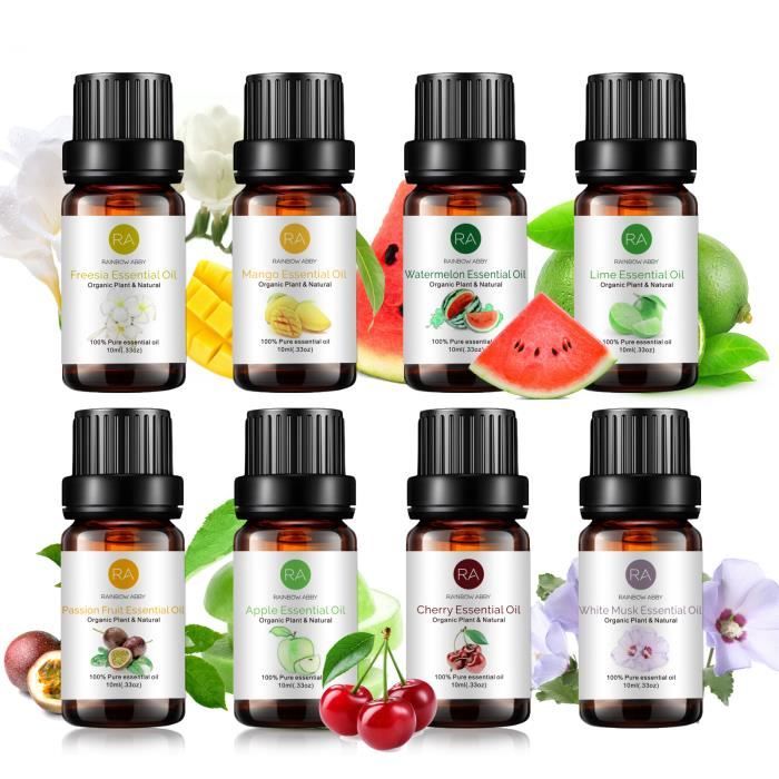 Top 8 Ensemble cadeau d’huile essentielle de fruit Huile essentielle d’aromathérapie pure, 8x 10ml