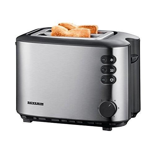 SEVERIN Grille-Pain Automatique, Support Viennoiseries Inclus, 2 Fentes, 850 W, AT 2514, Inox-Noir S72514