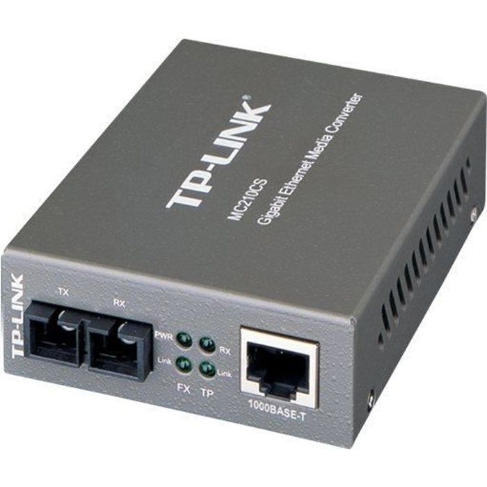 TP-LINK MC210CS Convertisseur de média à fibre optique GigE 1000Base-FX, 1000Base-T RJ-45 - mode unique SC jusqu'à 15 km 1310 nm…