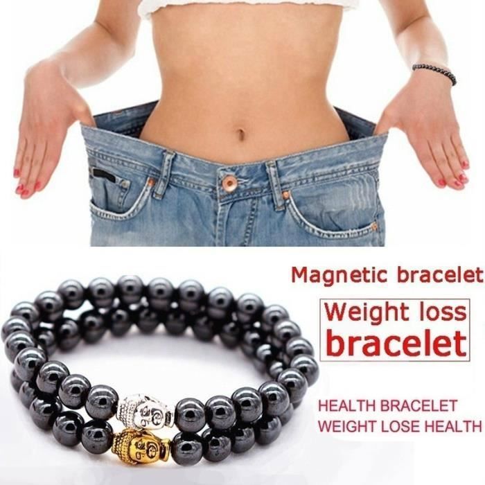 ARGENT Bracelet Perle en Pierre Magnétique Perte de Poids Bijoux Soins de Santé Femme Homme Unisexe