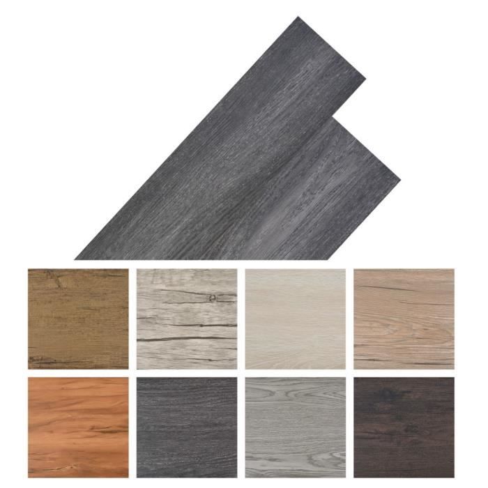 Planche de plancher PVC autoadhésif 36 pcs 5,02 m² Noir