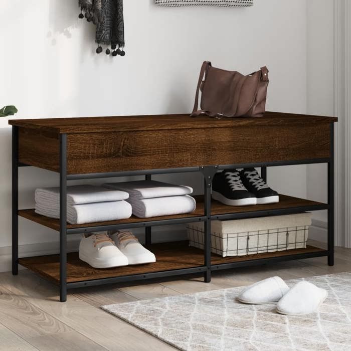 vidaXL Banc à Chaussures Étagère à Chaussures avec Pieds Meuble à Chaussures avec Rangement Salon Industriel Chêne 839037