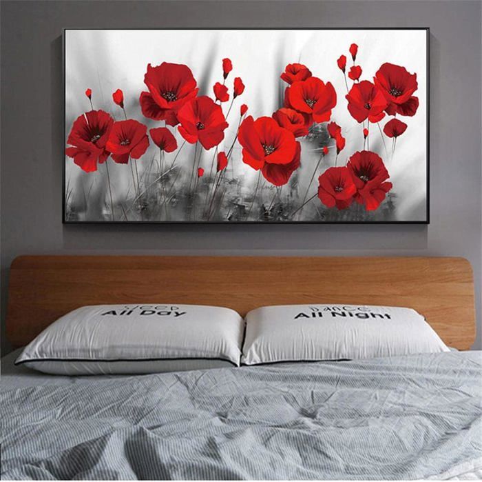 Kit Diamant Painting 5D - Motif Fleurs Colorées - Format 30x40 Cm - Diamants Ronds Brillants - Pour Adultes Et Débutants - Loisir Créatif