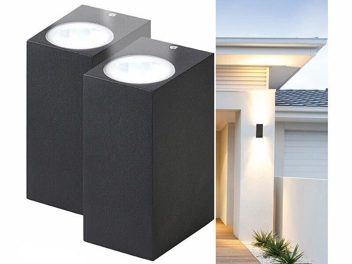 2 appliques murales carrées double faisceau up & down culot GU10 - noir 2 appliques murales carrées double faisceau up & down culot GU10 - noir