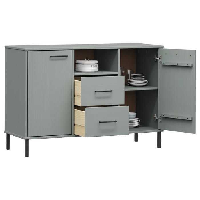 Commode/Buffet contemporain avec pieds en métal Gris 113x40x77 cm Bois massif OSLO LL0000174217