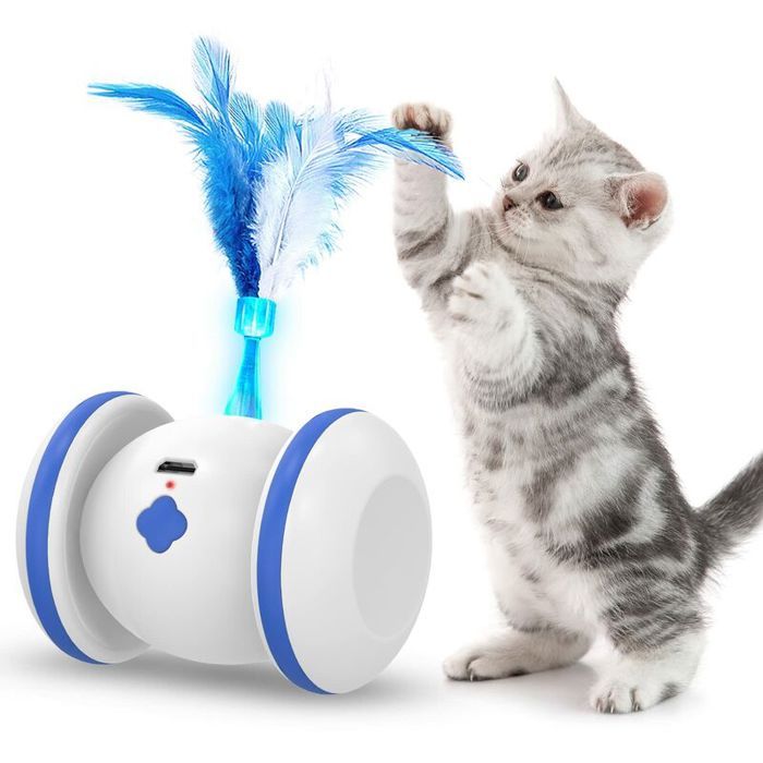 Comparer les prix de Jouet interactif pour chat dintrieur4 plumesrechargeable USBrotation automatique 360jeu intelligent avec LED PZCC
