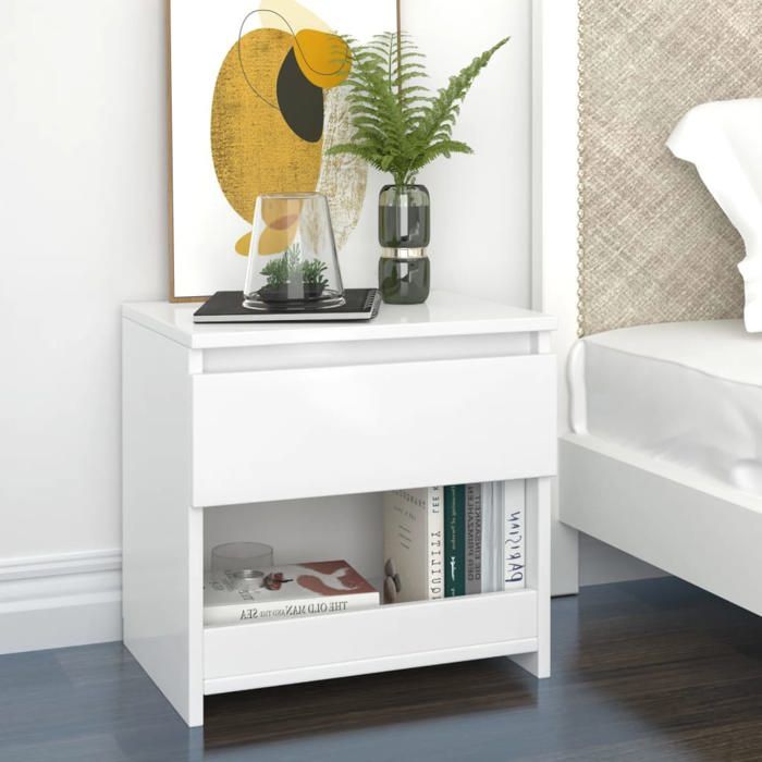 SALE 2025Armoire de Nuit suspendues - Tables de chevet - Lot de 2 - Blanc brillant - 40x30x39 cm - Aggloméré1659 Kg 2148