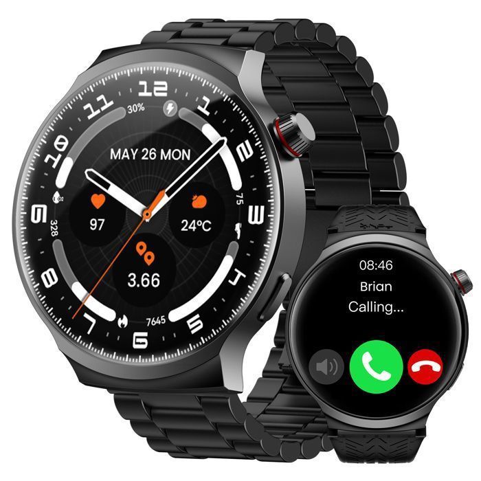Montre Connectée homme SmartWatch Sport Leming IP67 1.85 Tracker dActivit Android iOS Samsung Xiaomi Iphone Noir - (2 Bandes)