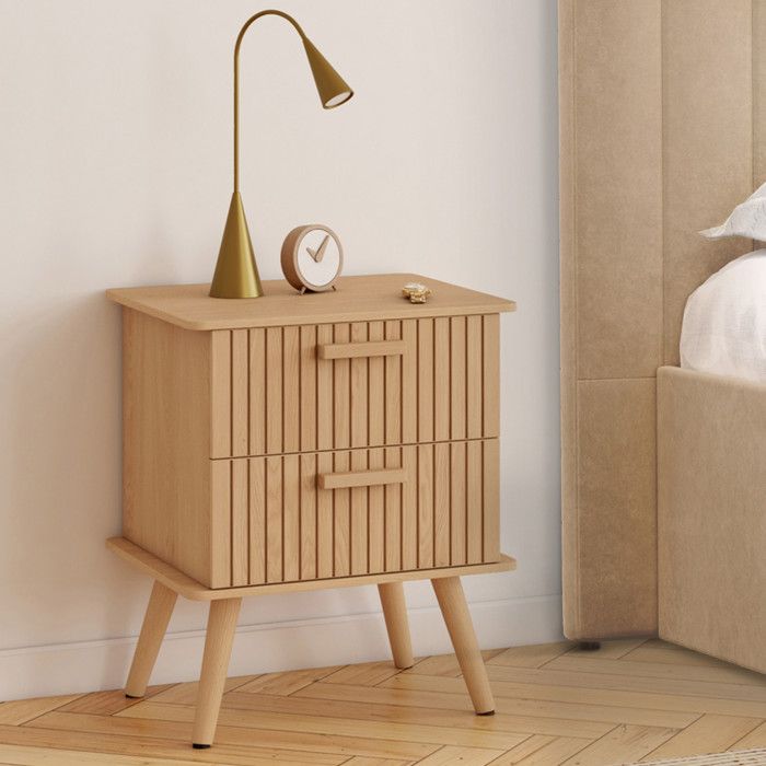 IDMARKET Lot de 2 tables de chevet JULIETTE 2 tiroirs effet lattes tasseau bois IDMARKET Lot de 2 tables de chevet JULIETTE 2 tiroirs effet lattes tasseau bois