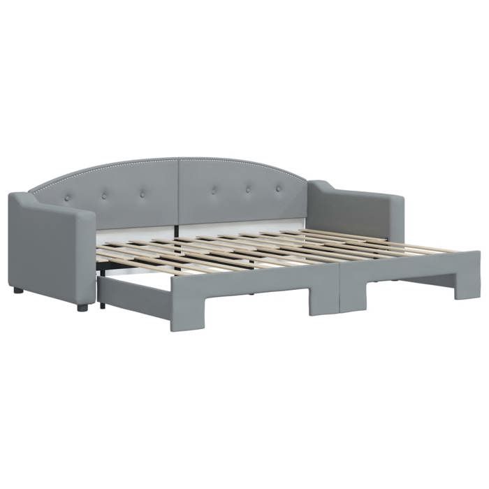 Lit simple Contemporain Banquette lit/Lit de jour avec gigogne sans matelas gris clair 80x200 cm - 1 Place SP6879BED74579596
