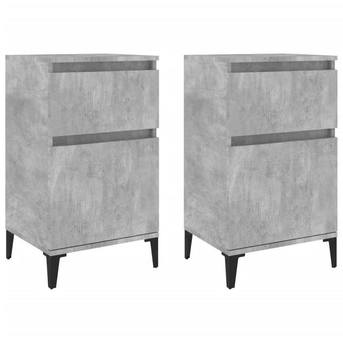 CHEZ JILI* Lot de 2 Tables de chevet - RUIGOU - Petite table de chambre gris béton 40x35x70 cm Août434447