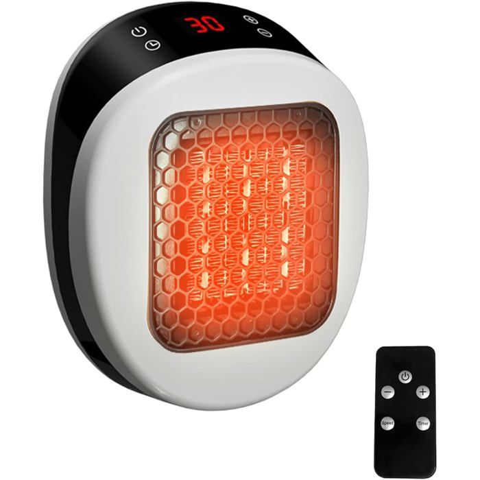 Chauffage mural pour maison avec télécommande 600W 15-32℃ Système Thermostatique Bas Bruit chauffage silencieux (Blanc)