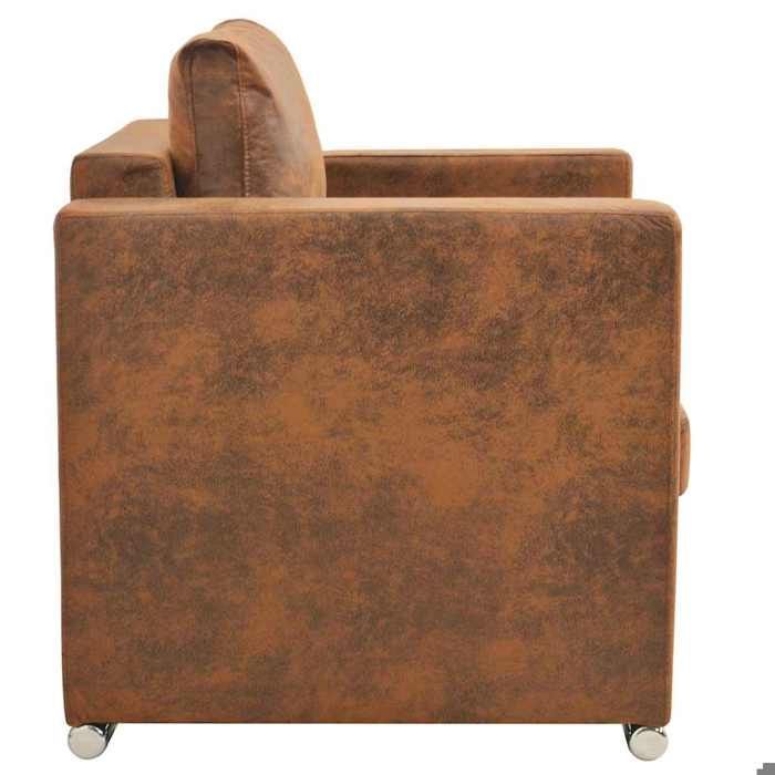 Bestseller Chaise simple - BURKE - Fauteuil salon - marron 82 x 73 x 82 cm en similicuir suédé FF4651