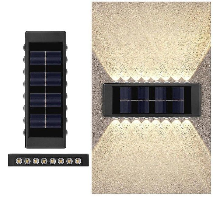 Lot de 16 lampes solaires dextérieur pour jardin éclairage vers le haut et vers le bas décoration murale projecteurs de jardin