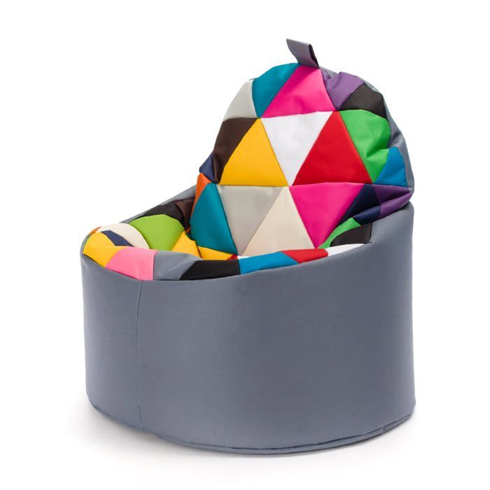 Pouf Fauteuil Patchwork Poire Extérieur Relax Tissu Imperméable Chambre Enfant Confort Gris Nc16 XL