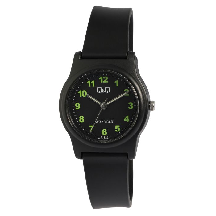 Montre bracelet - Q&Q - Q&Q - Boîtier 30 mm - Bracelet silicone noir 14 mm - Étanchéité 10 bar