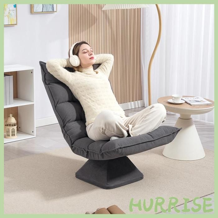 Cocosity Fauteuil Relax Fauteuil Salon Design Capitonné Inclinaison Dossier Réglable Pivotant 360° Revêtement Lin Gris Chiné