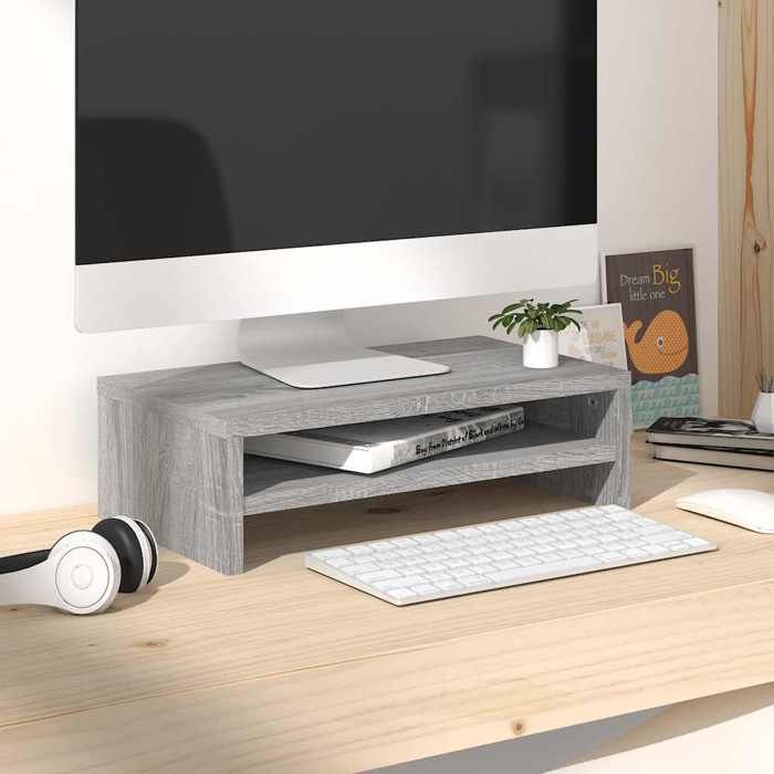 Gris Support de moniteur Sonoma gris 42x24x13 cm Bois dingénierie - ARMOIRE TV H9546