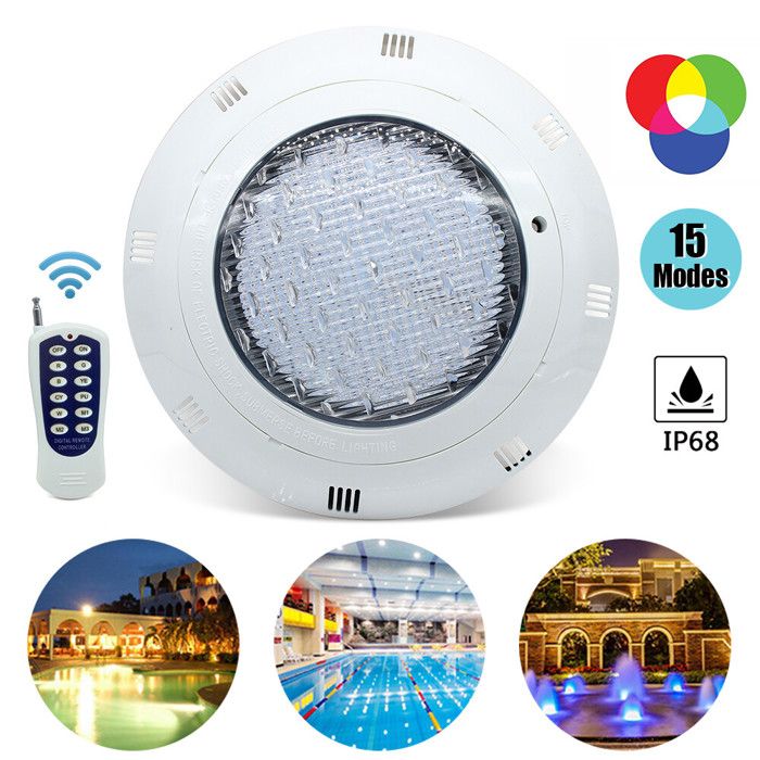 Projecteur Piscine LED 45W AC 12V LED Submersible Lumière IP68 avec Télécommande 7 couleurs réglables 11 modes déclairage